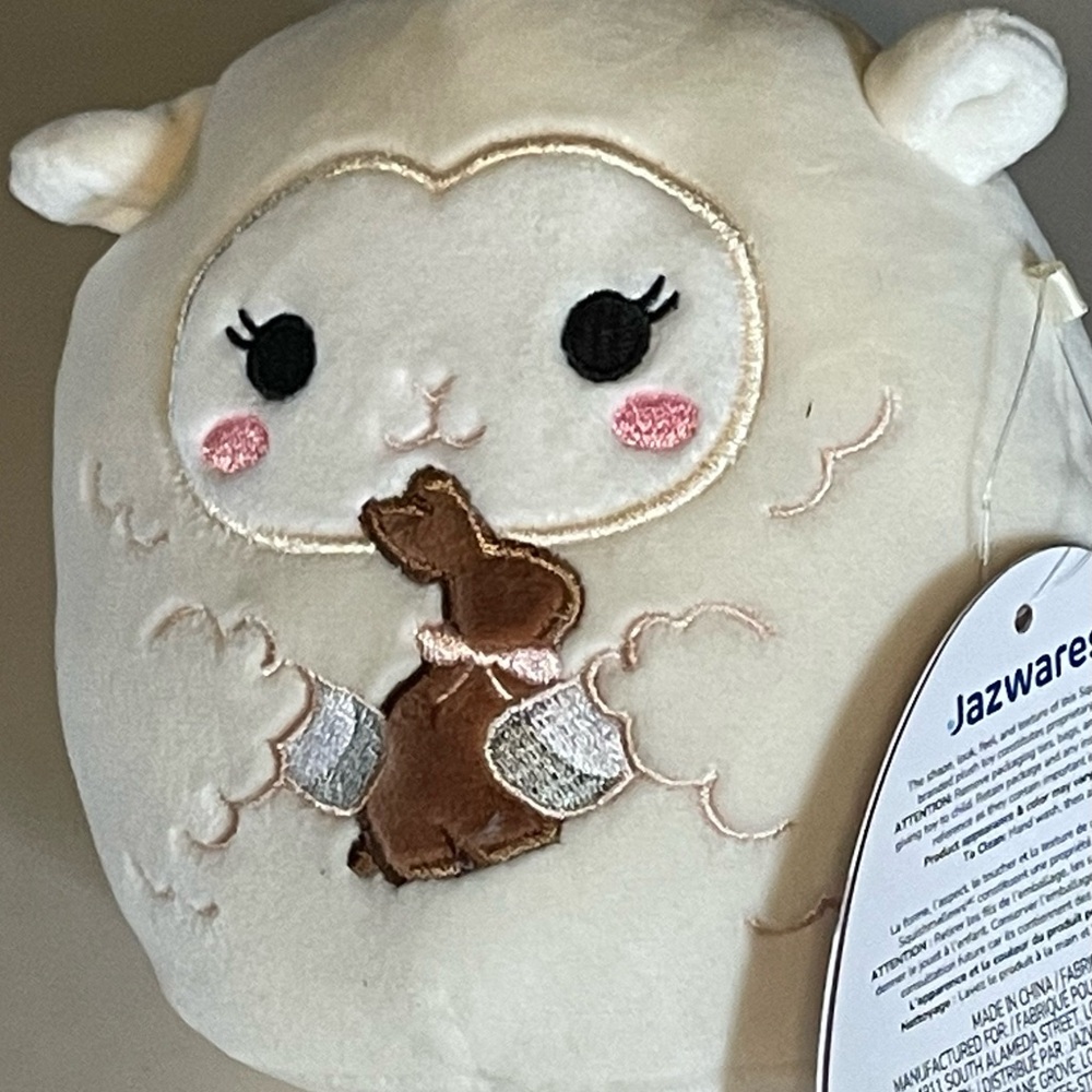 Squishmallows Sophie Easter Lamb Cream Stuffed Animal with Cute Face